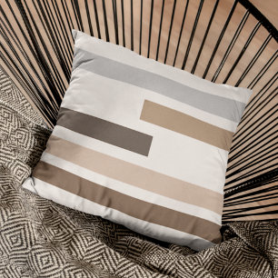 Abstract Geometric Earthtones Stripes Art Pattern Cushion