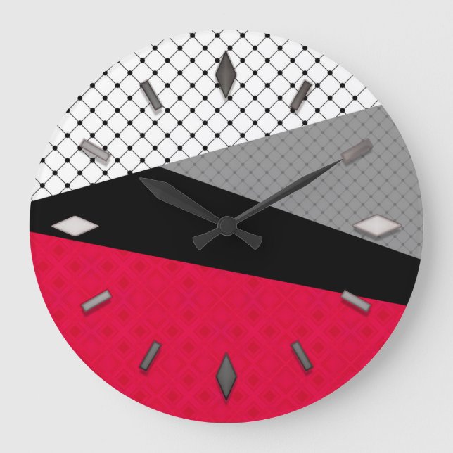 Abstract, geometric, elegant, colorful, polygonal large clock (Front)