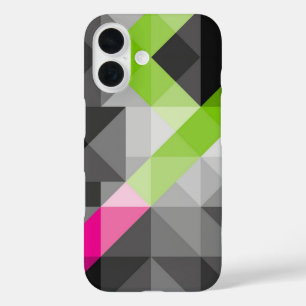 Abstract geometric elegant Grey pink green colours iPhone 16 Case