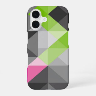 Abstract geometric elegant Grey pink green colours iPhone 16 Case
