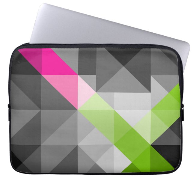Abstract geometric elegant Grey pink green colours Laptop Sleeve (Front)