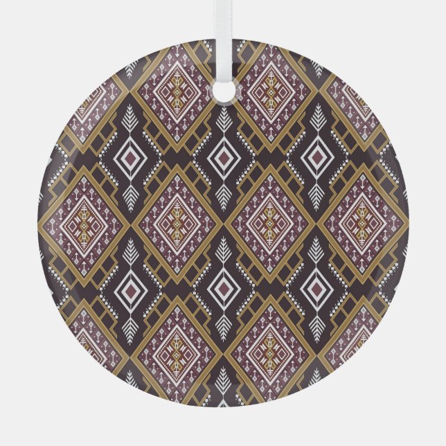 Abstract geometric ethnic, wallpaper design. glass tree decoration (Front)