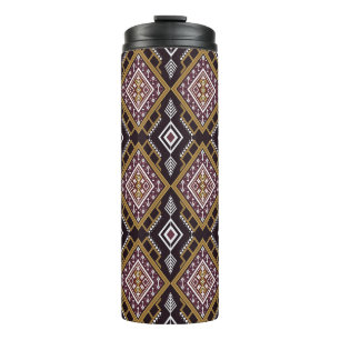 Abstract geometric ethnic, wallpaper design. thermal tumbler