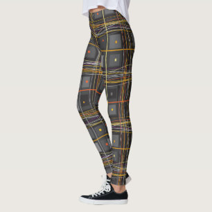 Abstract geometric fabric pattern squares and line leggings