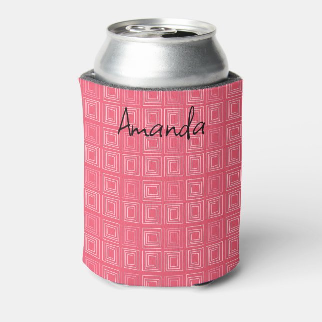  abstract geometric fashionable sixties pink  can cooler (Can Back)