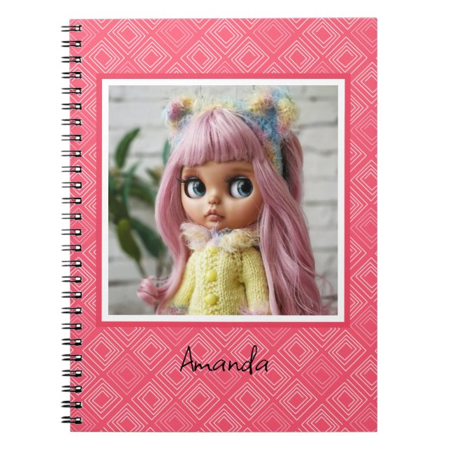  abstract geometric fashionable sixties pink  notebook (Front)