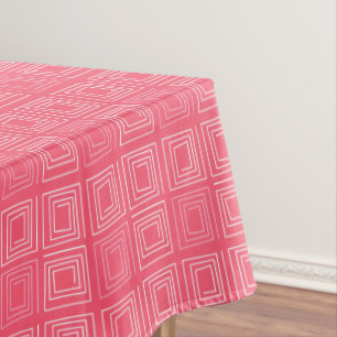 abstract geometric fashionable sixties pink tablecloth