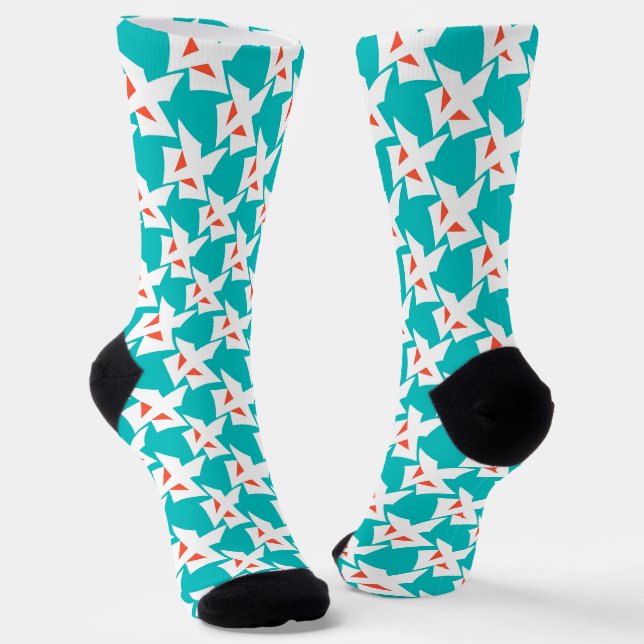 Abstract geometric figures turquoise  socks (Angled)