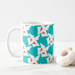 Abstract geometric figures turquoise with orange coffee mug