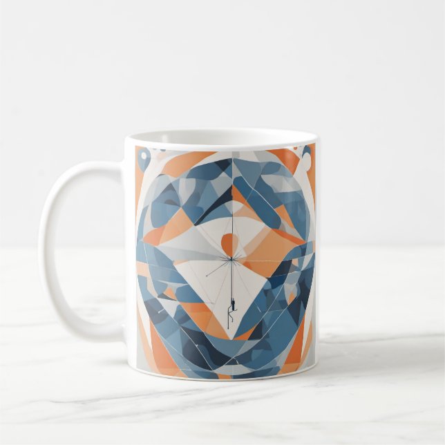 Abstract Geometric Fish Fishing Rod Design for Ang Coffee Mug (Left)