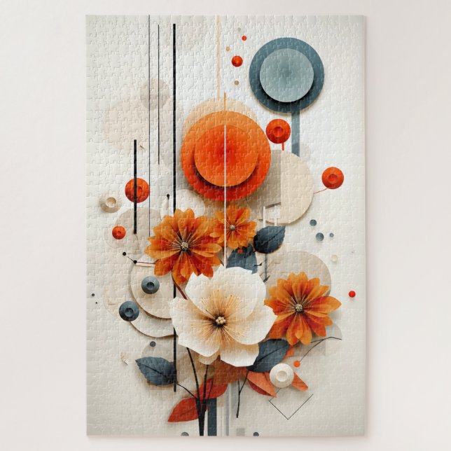 Abstract Geometric Floral Jigsaw Puzzle (Vertical)