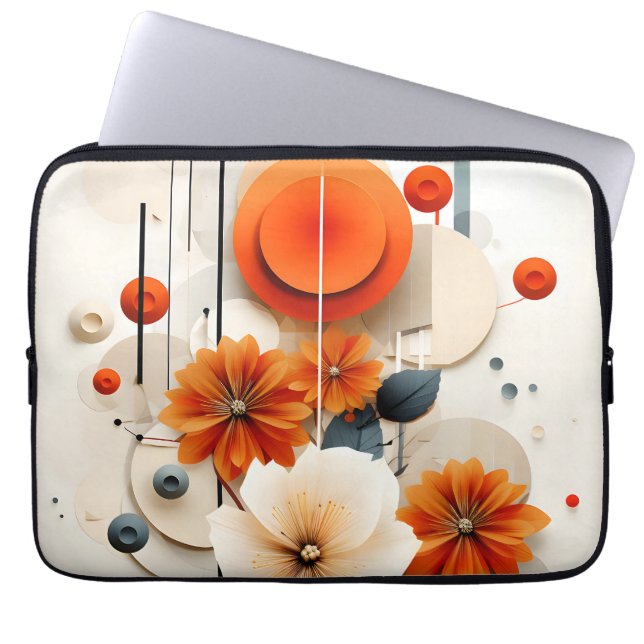 Abstract Geometric Floral Laptop Sleeve (Front)