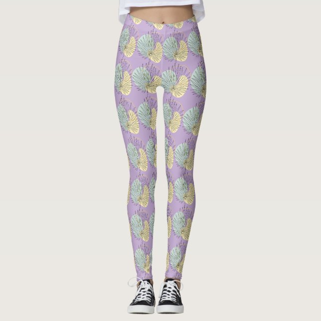 Abstract Geometric Floral Leggings (Front)