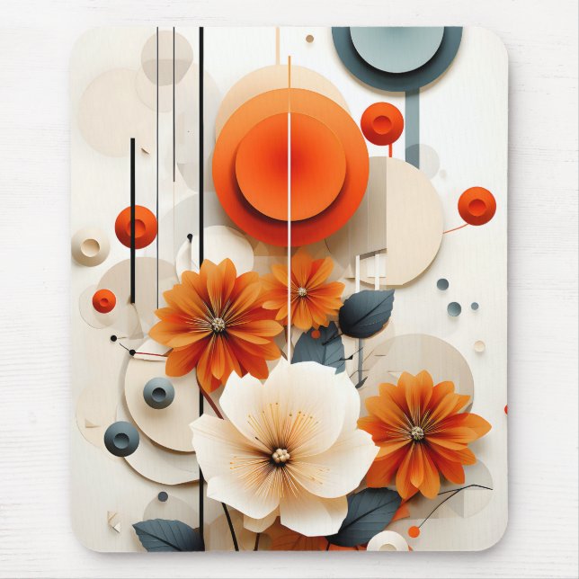 Abstract Geometric Floral Mouse Mat (Front)