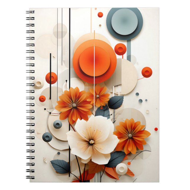 Abstract Geometric Floral Notebook (Front)