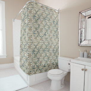 Abstract Geometric Floral Pattern Shower Curtain