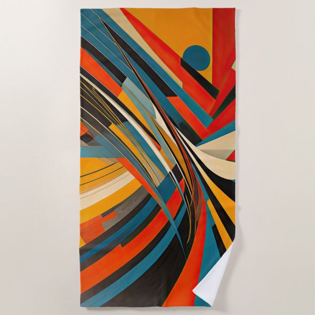 Abstract Geometric Futurism Beach Towel (Front)