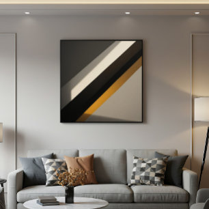 Abstract Geometric Gold Diagonal Stripes Poster