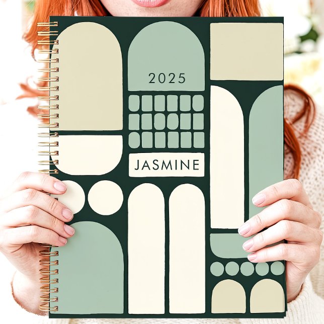 Abstract Geometric Green 2025 Custom Name Planner (Creator Uploaded)