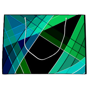 Abstract, geometric , green , blue , black large gift bag