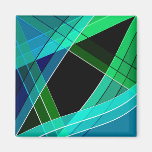 Abstract, geometric , green , blue , black magnet