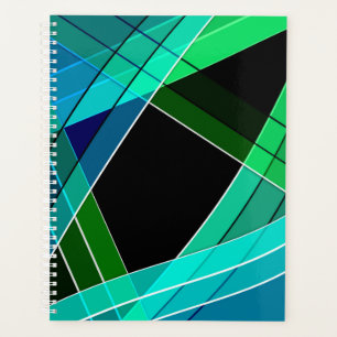 Abstract, geometric , green , blue , black planner