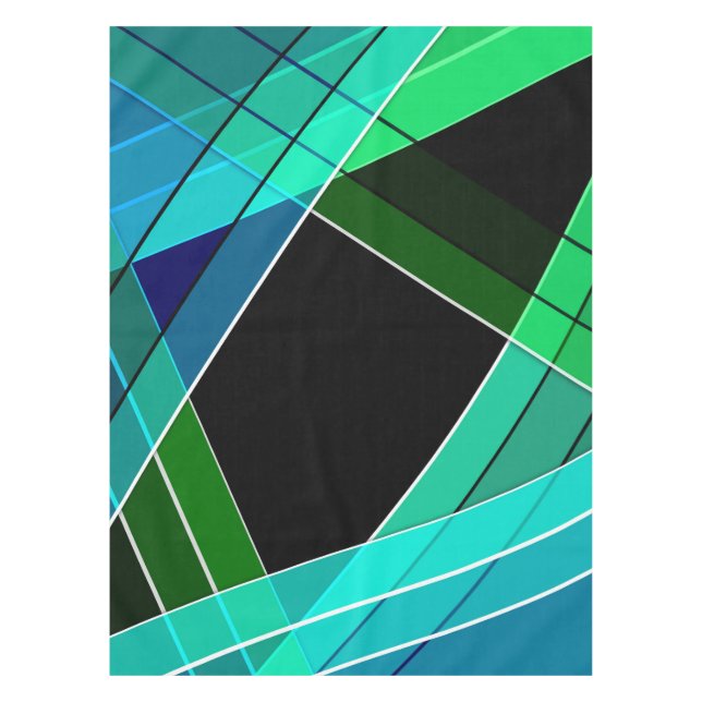Abstract, geometric , green , blue , black tablecloth (Front)