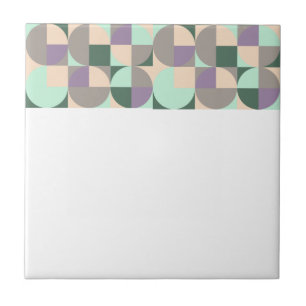 Abstract geometric green lavender beige tile