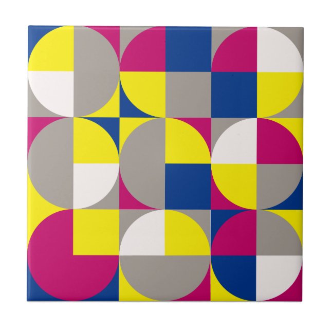 Abstract geometric grey fuchsia  tile (Front)