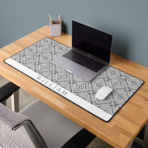 Abstract geometric grey square tiles pattern desk mat