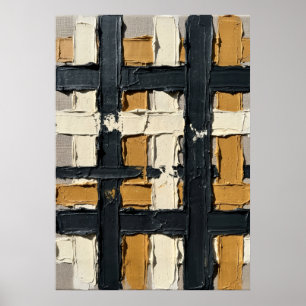 Abstract Geometric Grid Poster   Impasto Textured 