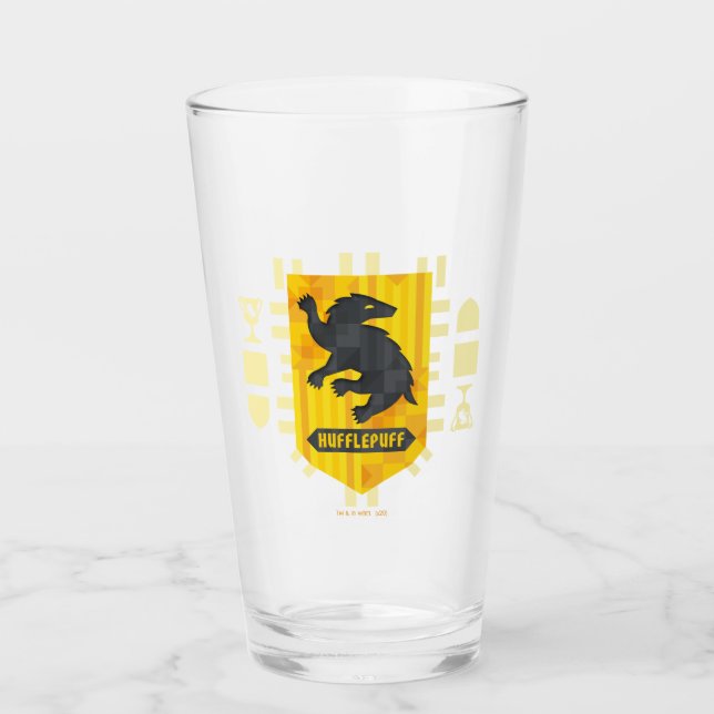Abstract Geometric HUFFLEPUFF™ Crest Glass (Front)