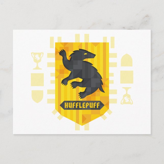 Abstract Geometric HUFFLEPUFF™ Crest Invitation Postcard (Front)