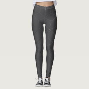 Abstract Geometric Image on Attractive Black Leggings