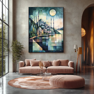 Abstract Geometric Istanbul Skyline Hagia Sophia Canvas Print