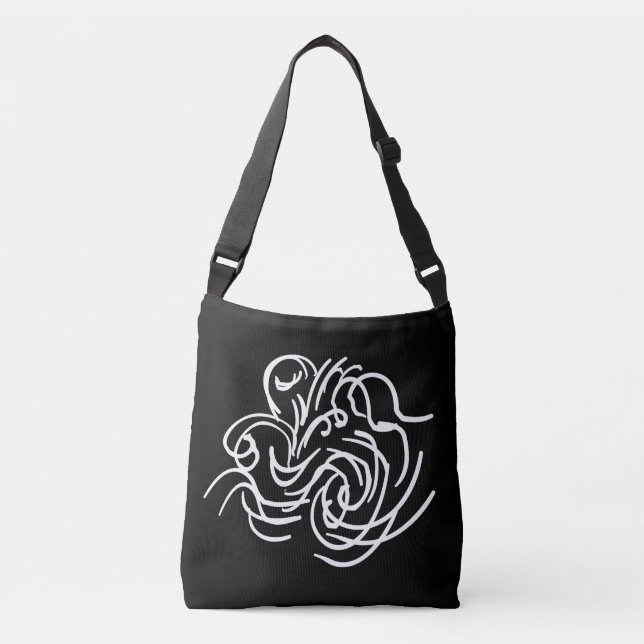 abstract geometric line art shapes crossbody bag (Front)