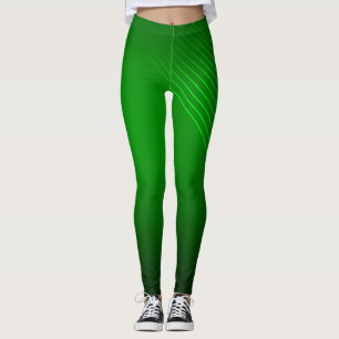 Abstract Geometric Lines on Deep Green Leggings