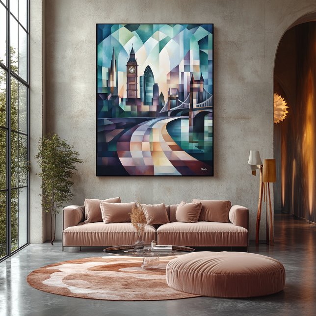 Abstract Geometric London Skyline with Big Ben Canvas Print (Creator Uploaded)