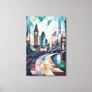 Abstract Geometric London Skyline with Big Ben Canvas Print