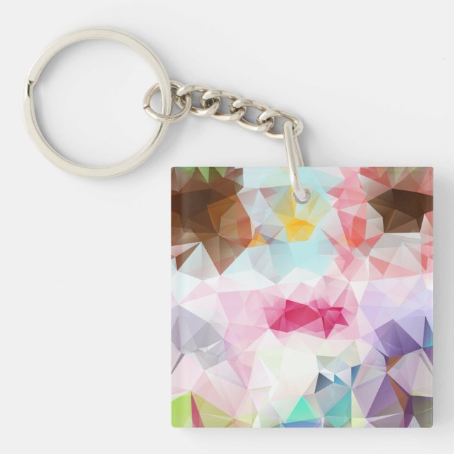 Abstract Geometric Low Poly Mosaic Key Ring (Front)