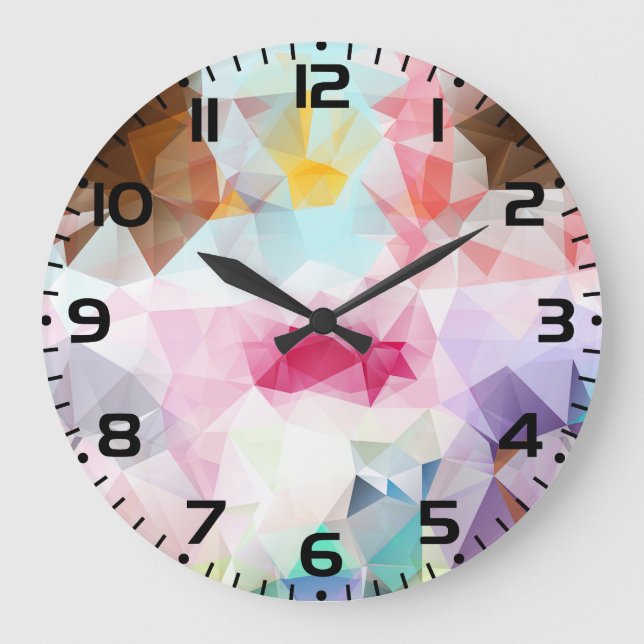 Abstract Geometric Low Poly Mosaic Large Clock (Front)