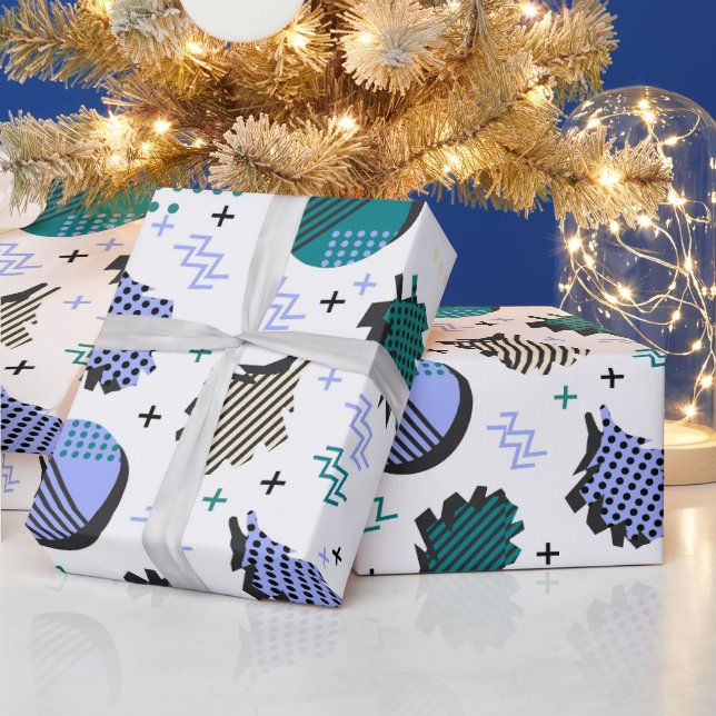Abstract Geometric Memphis Style Gift Wrap Paper (Holidays)