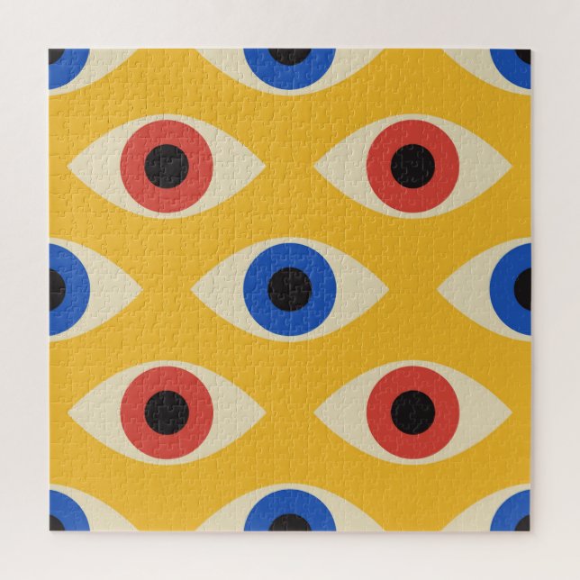 Abstract Geometric Modern Bold Evil Eye Pattern  Jigsaw Puzzle (Vertical)
