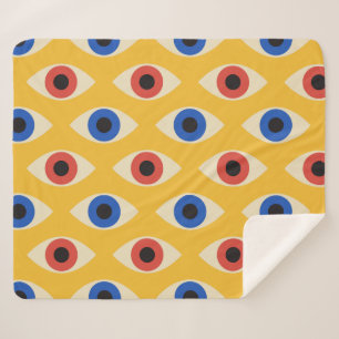 Abstract Geometric Modern Bold Evil Eye Pattern Sherpa Blanket
