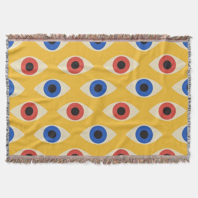 Abstract Geometric Modern Bold Evil Eye Pattern  Throw Blanket (Front)