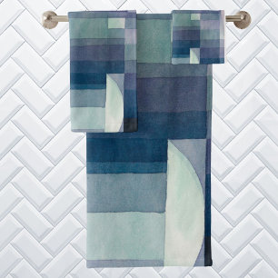 Abstract geometric modern contemporary bath towel set