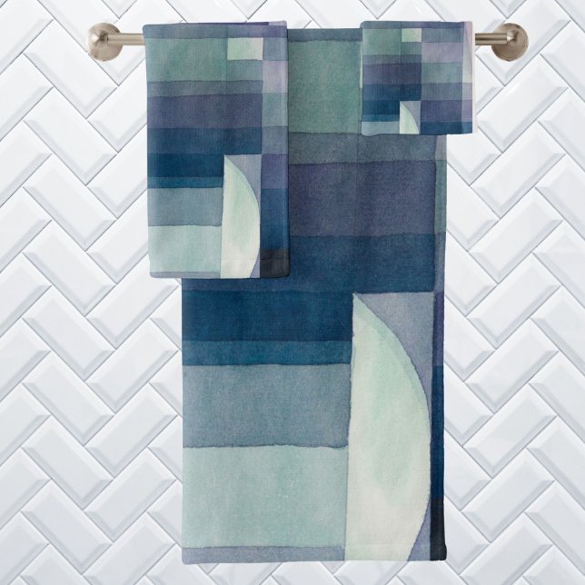 Abstract geometric modern contemporary bath towel set (Geometric bathroom towel set)
