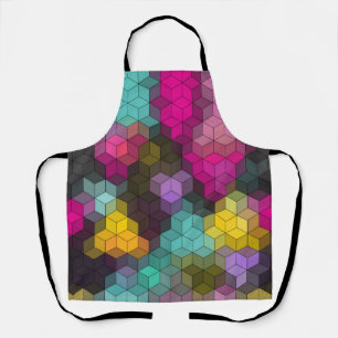 Abstract geometric modern hexagon shapes mosaic apron