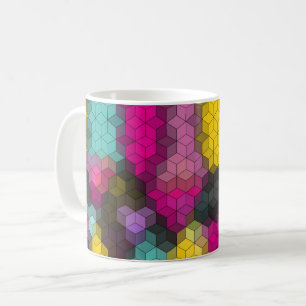 Abstract geometric modern hexagon shapes mosaic   coffee mug