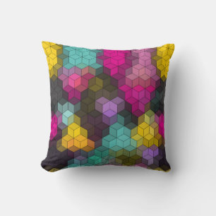 Abstract geometric modern hexagon shapes mosaic mu cushion